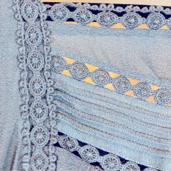 NWOT Women’s Ann Taylor LOFT A-Line Boho Dress Bell Sleeves XS Blue/Gray Peasant - Picture 5 of 8